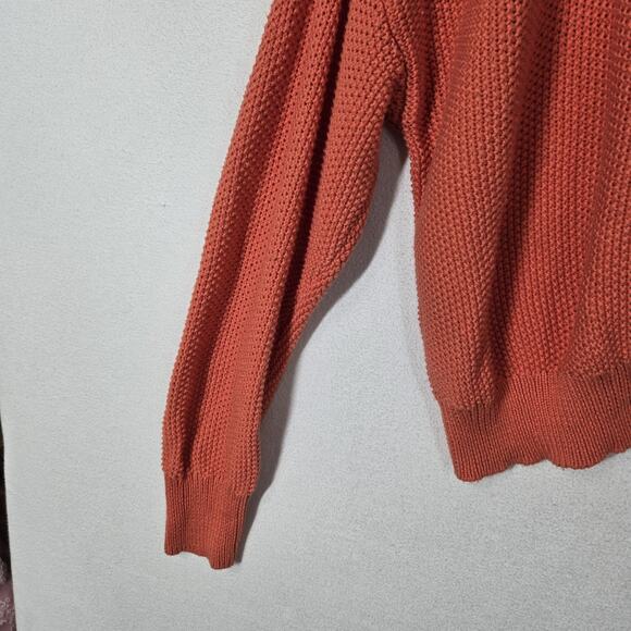Lucky Brand Hooded Pullover Sweater Sz XL Coral Orange Knit Long Sleeve Slouchy - Picture 4 of 14